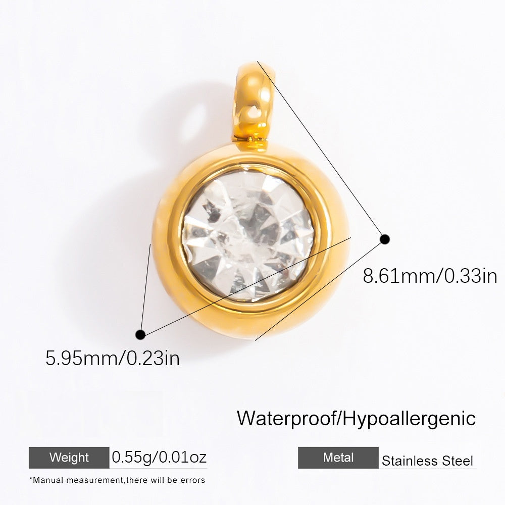 6mm Birthstone Single Pendant Steel Necklace Charm JXPJ91627A