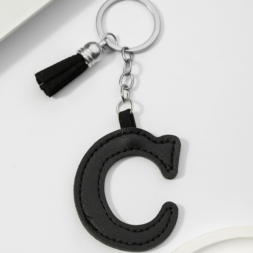 Letter Keychain | PU Leather Tael | Alphabet Charm