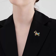 Horse Zodiac Brooch | Crystal Animal Pin | Western Fashion