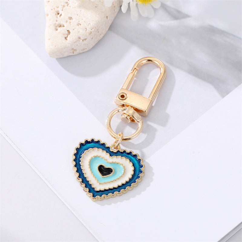 Evil Eye Keychain | Colorful Drop Charm | Heart Shape