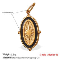 French Retro Starfish Round Necklace Pendant Rhinestones