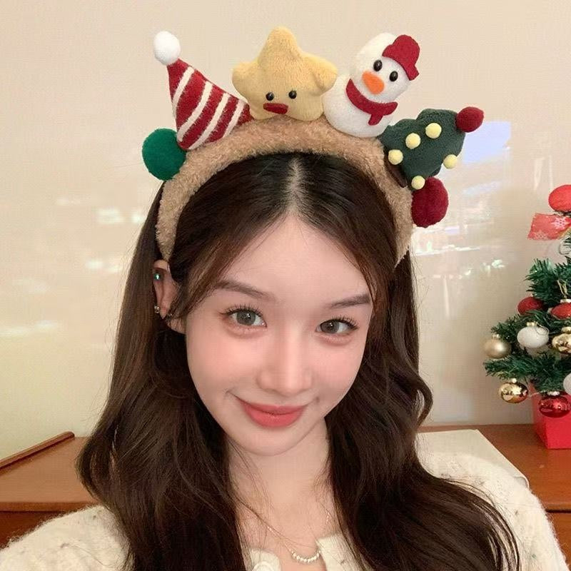 Plush Reindeer Headband | Fluffy Christmas Tree Hair Clip