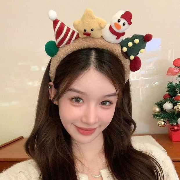 Plush Reindeer Headband | Fluffy Christmas Tree Hair Clip