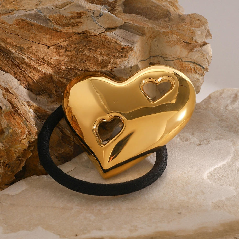 Heart Hair Tie Stainless Steel Scrunchie JXH2408008