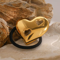 Heart Hair Tie Stainless Steel Scrunchie JXH2408008
