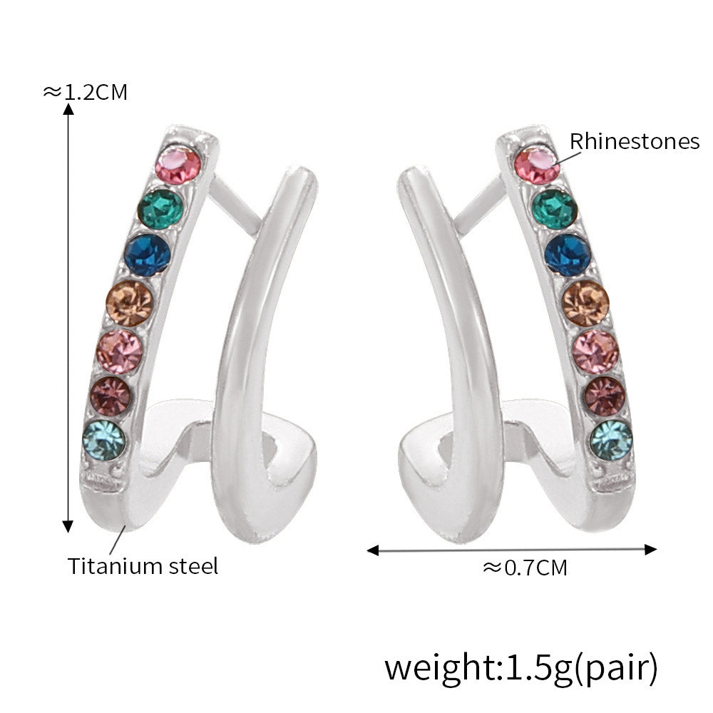 Two Row C Stud Earring JMF1620