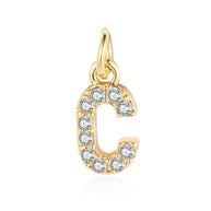 Fashion Alphabet Pendant | Gold Zircon Letter Charm A-Z