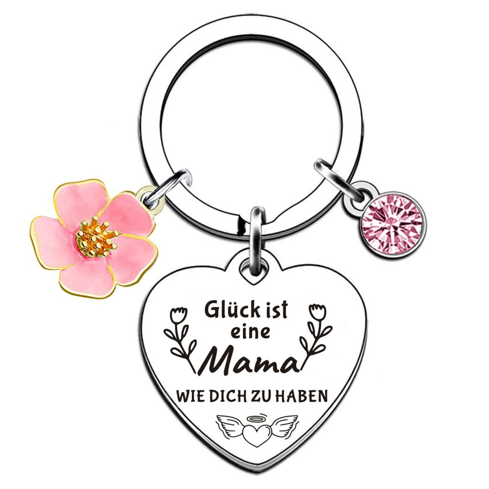 Cherry Bloom Keychain | Steel Round Engrave | Birthday