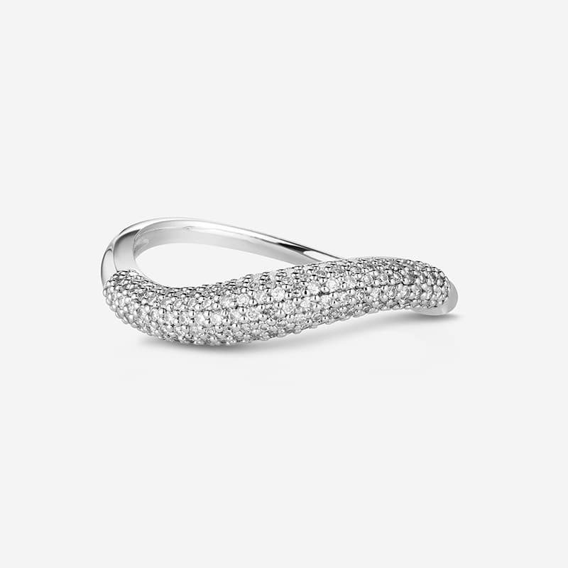 Pave Sterling Silver Bold Wave Ring  JAN1271-B