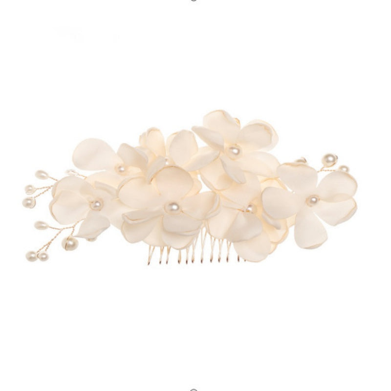 Red Floral Bridal Hair Comb | Pearl Wedding Hair Accessory