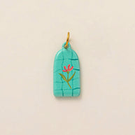 European Cartoon Sea Grass Enamel Pendant 18K Gold Plated