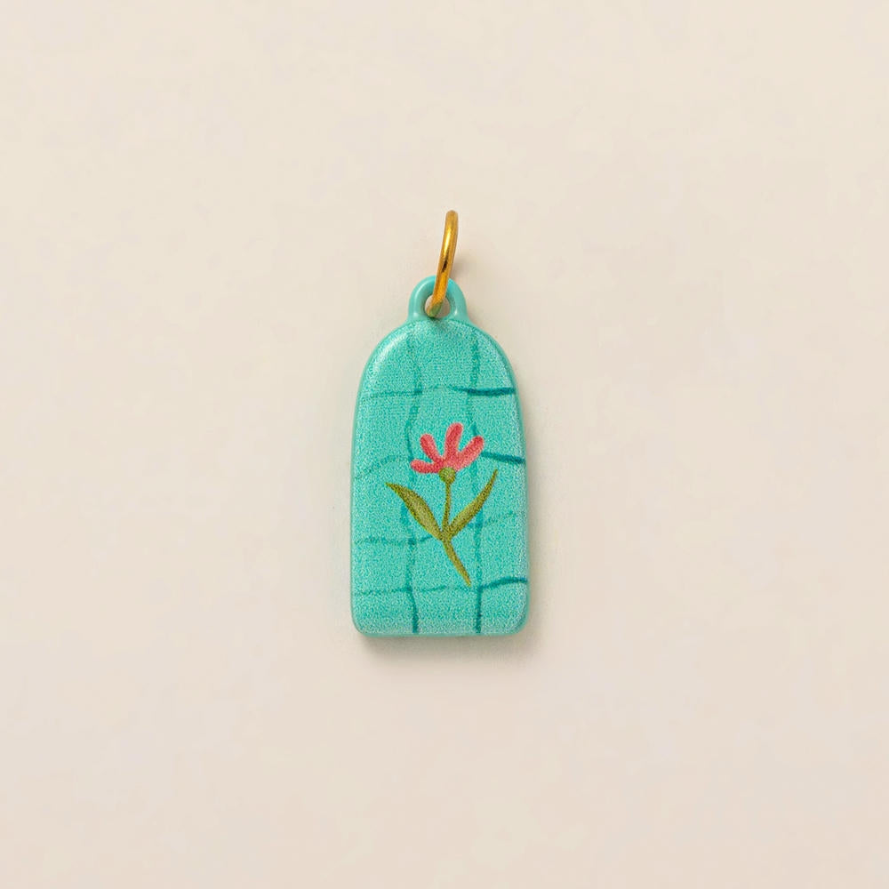 European Cartoon Sea Grass Enamel Pendant 18K Gold Plated