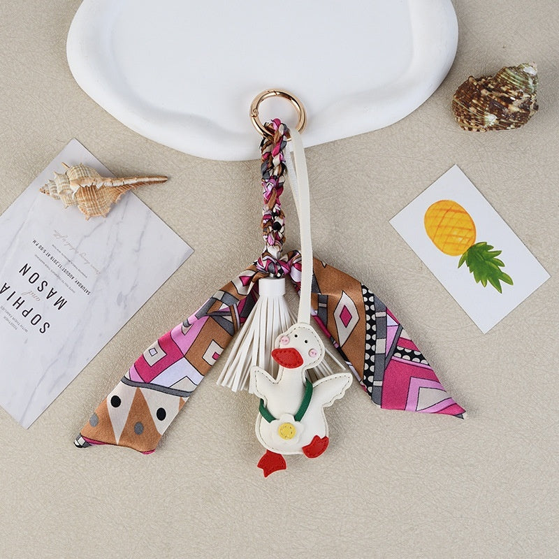 Lucky Duck Keychain | Fashion Leather Tassel Bag Charm Gift