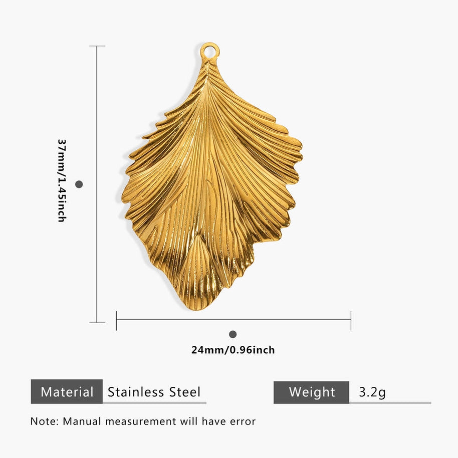 European Steel Flower Leaf Enamel Pendant 18K Gold Plated