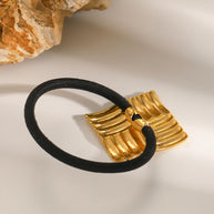 Stripe Hair Tie Stainless Steel Ponytail JXHW2407022