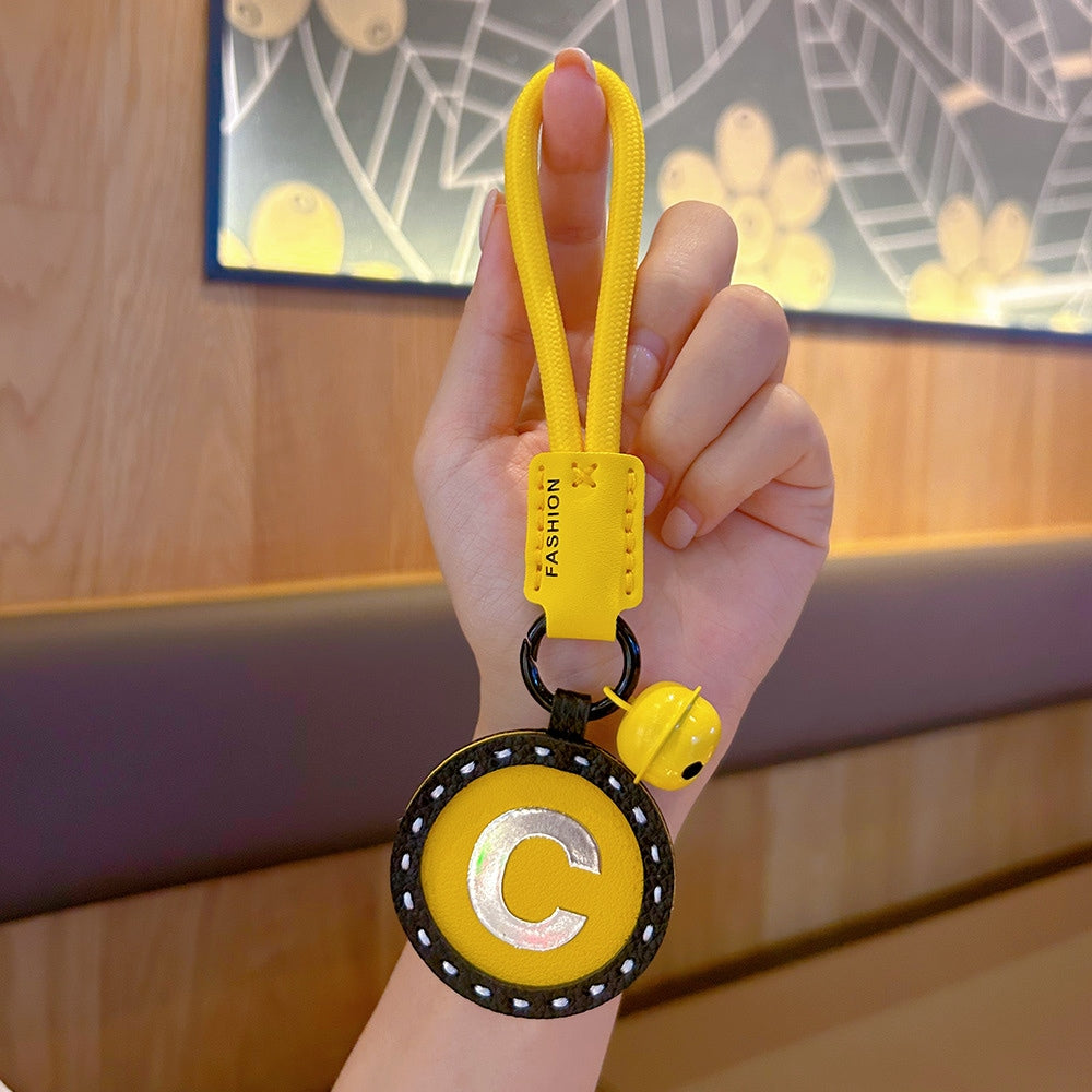 Letter Keychain | Round Leather Charm | Minimalist Gift