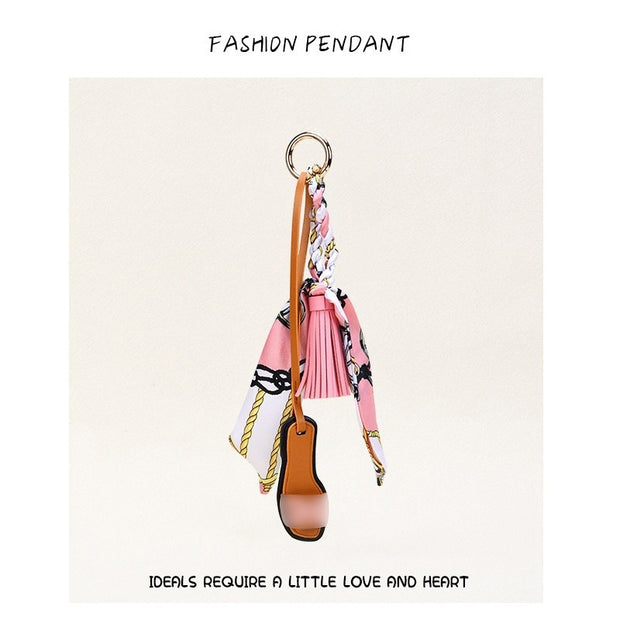 H-Style Slipper Keychain | Leather Tassel Ribbon Bag Charm