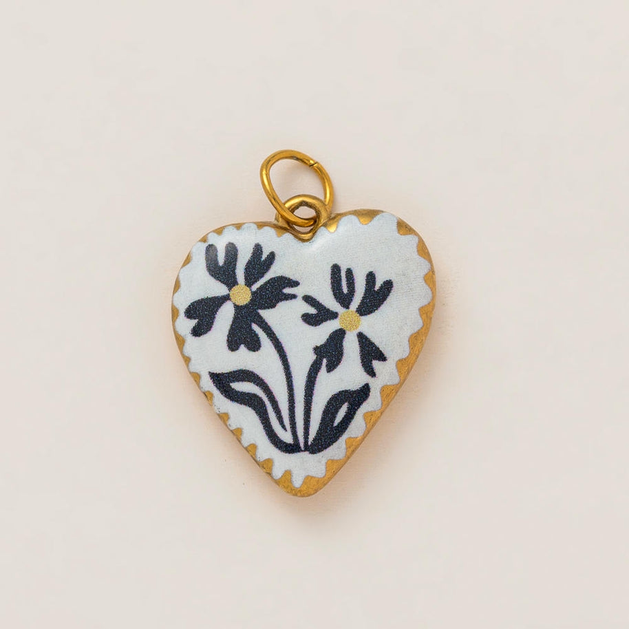 DIY Flower Grass Pendant Heart Print Colorful Charm JX252601S