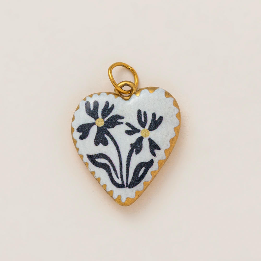 DIY Flower Grass Pendant Heart Print Colorful Charm JX252601S