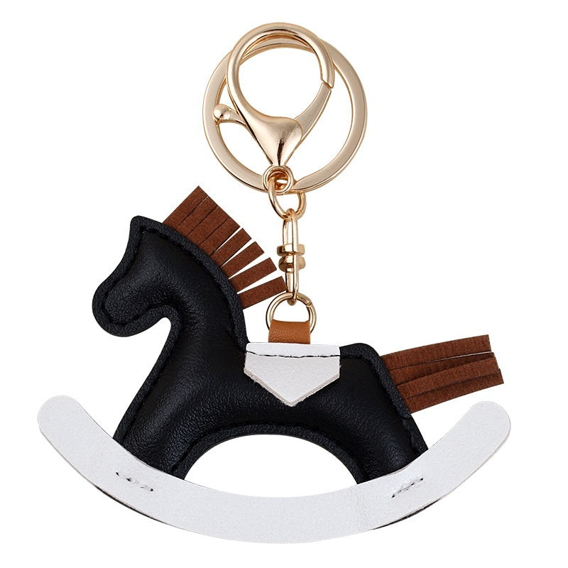 Cartoon Rocking Horse Charm | Lovely Leather Keychain Decor