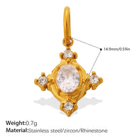 European Vintage Sunflower Water Drop Pendant Steel 18K