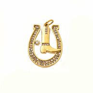 Stainless Steel Cowboy Hat Boot Horseshoe DIY Pendant 18K