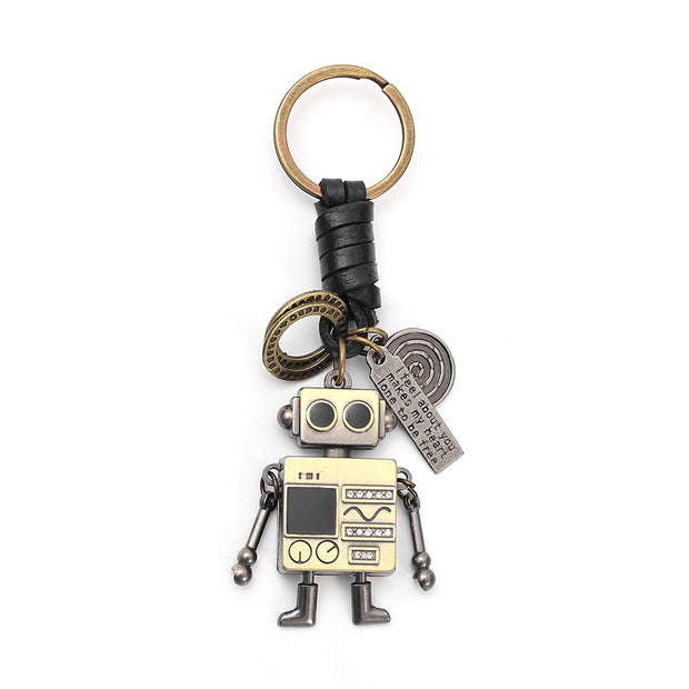 Robot Leather Keychain | Braid Bag Charm | Creative Gift