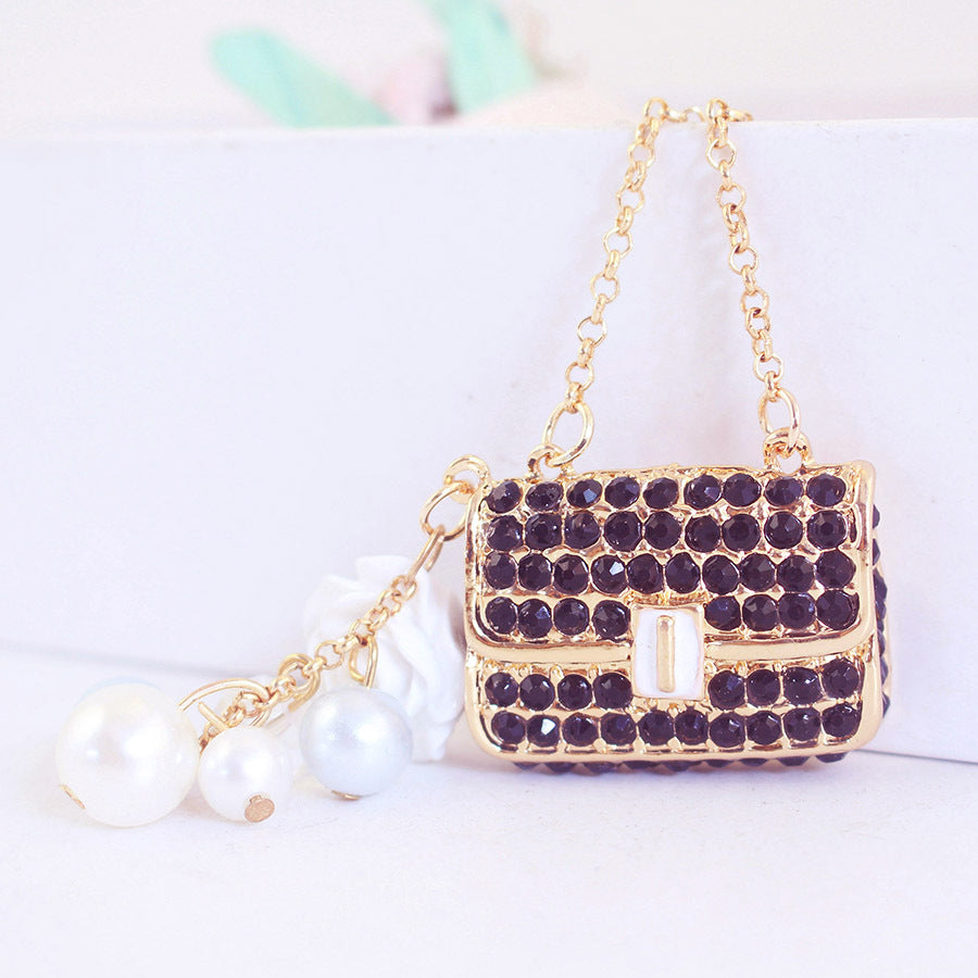 Camellia Keychain | Rhinestones Car Charm | Women's Purse