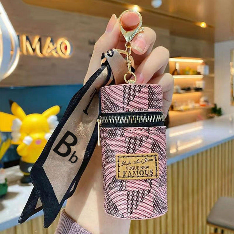Lipstick Bag Keychain | Mini Cylinr Pouch | PVC Wallet