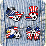 Soccer Brooch Pin | USA Flag Football Badge | World Cup Gift