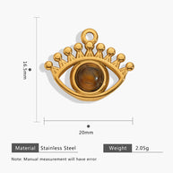 European Vintage Tiger Eye Pendant Earring Charm 18K Gold