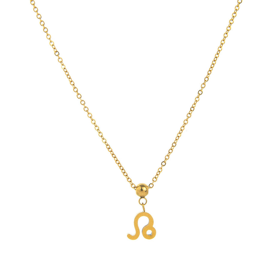 12 Zodiac Sign Charm Pendant Steel 18K Gold Tarnish Resistant