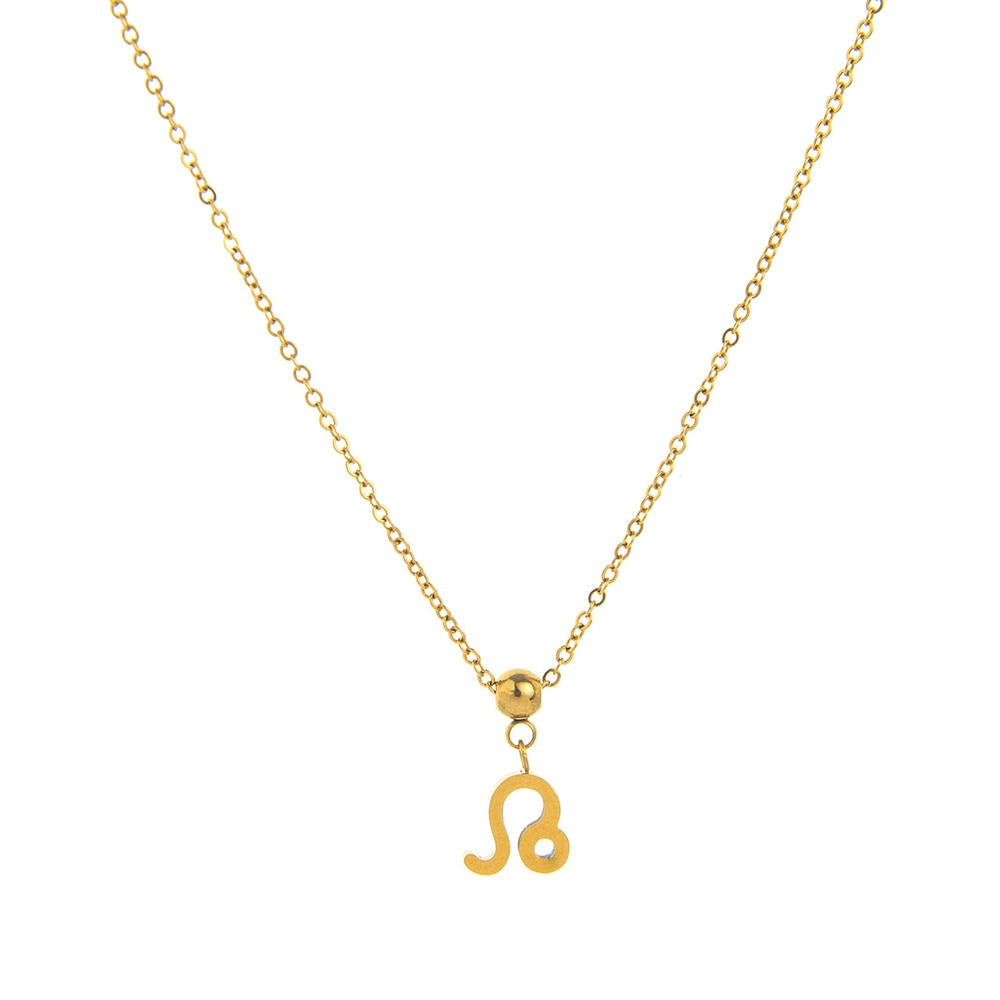 12 Zodiac Sign Charm Pendant Steel 18K Gold Tarnish Resistant