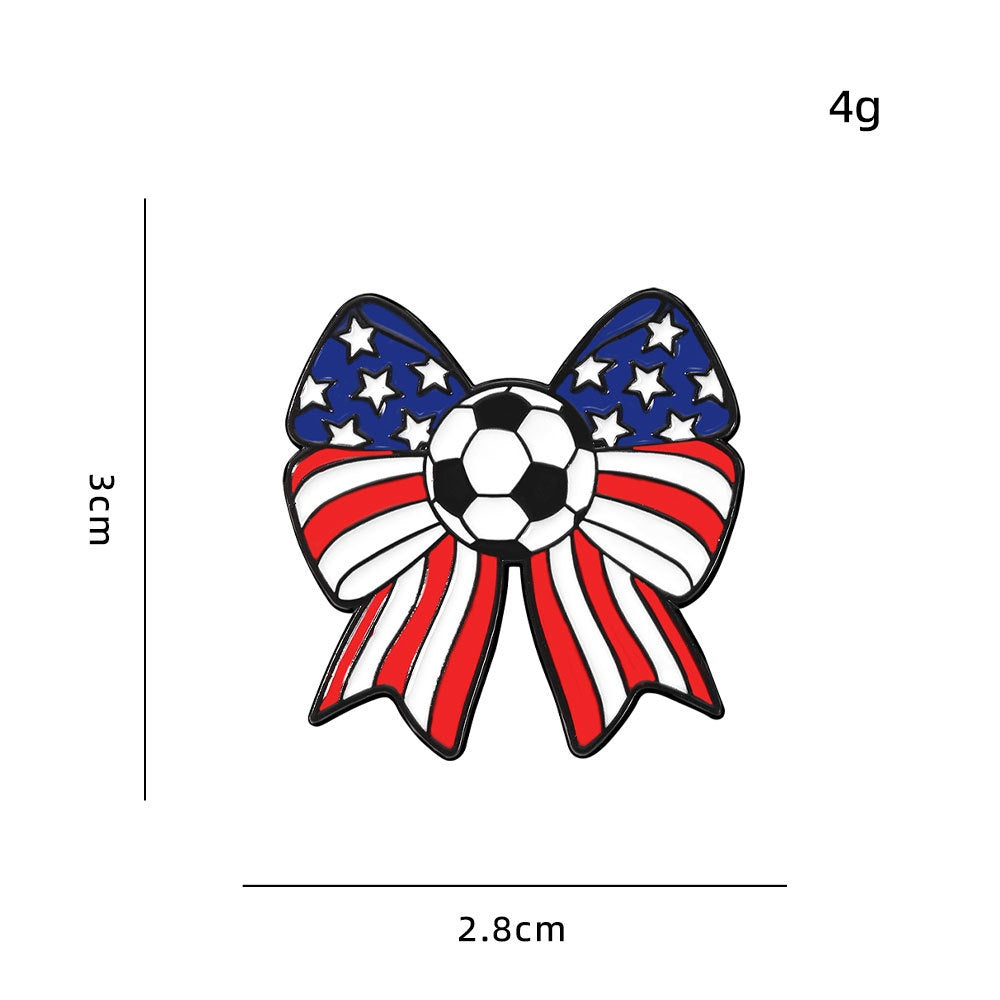 Soccer Brooch Pin | USA Flag Football Badge | World Cup Gift