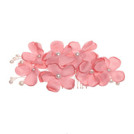 Red Floral Bridal Hair Comb | Pearl Wedding Hair Accessory