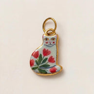 Cute Cat Ceramic Enamel Pendant Steel DIY Jewelry Wholesale