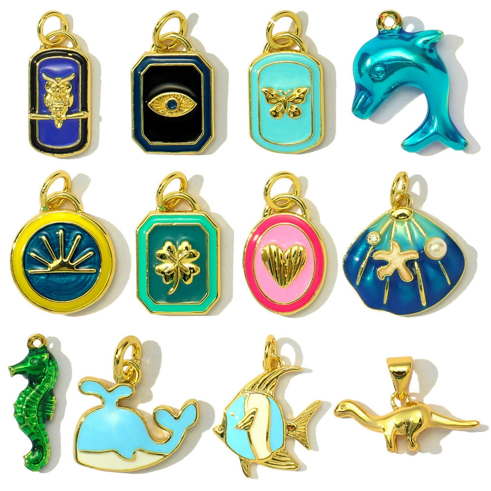 Coastal Shell Dolphin Pendant | Enamel Sea Life Love Charm