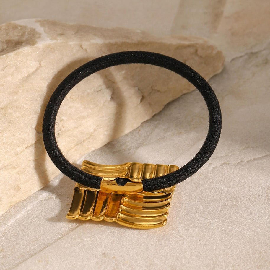 Stripe Hair Tie Stainless Steel Ponytail JXHW2407022