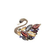Gemstone Swan Brooch | Vintage Rhinestone Pin | Women's Gift