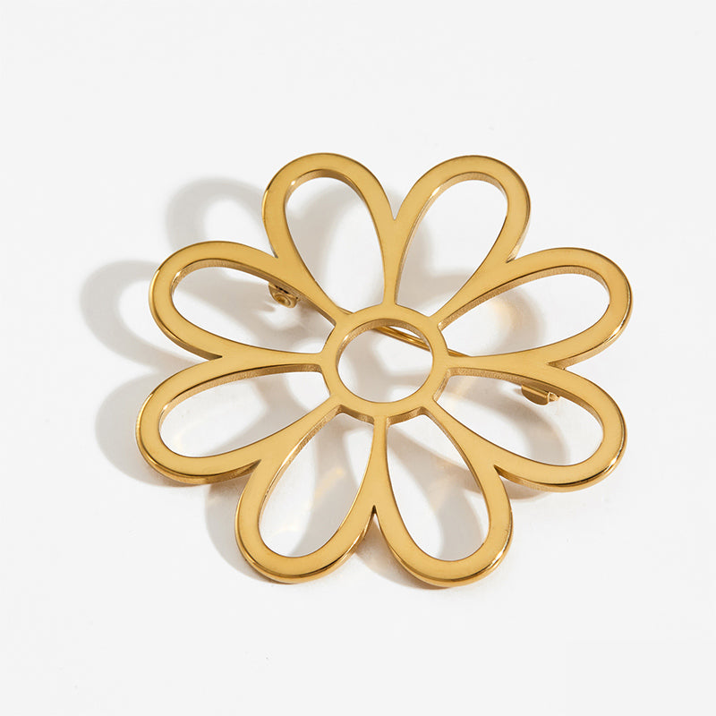 Oversized Floral Brooch | Stainless Steel Statement Pin