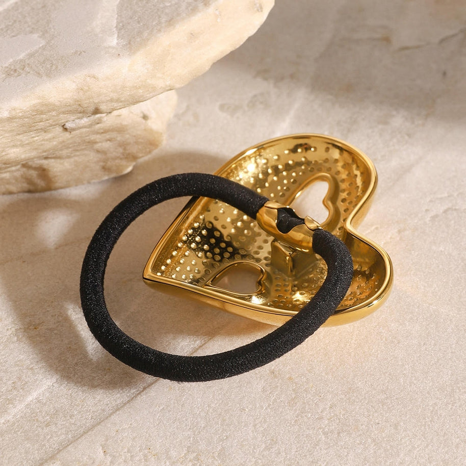 Heart Hair Tie Stainless Steel Scrunchie JXH2408008