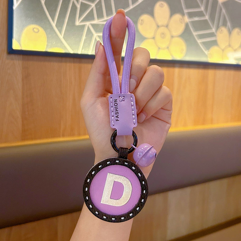 Letter Keychain | Round Leather Charm | Minimalist Gift