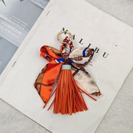 Leather Tassel Keychain | Bow Scarf Charm for Purses