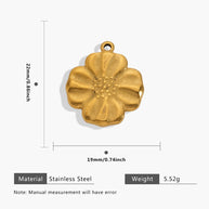European Steel Flower Leaf Enamel Pendant 18K Gold Plated