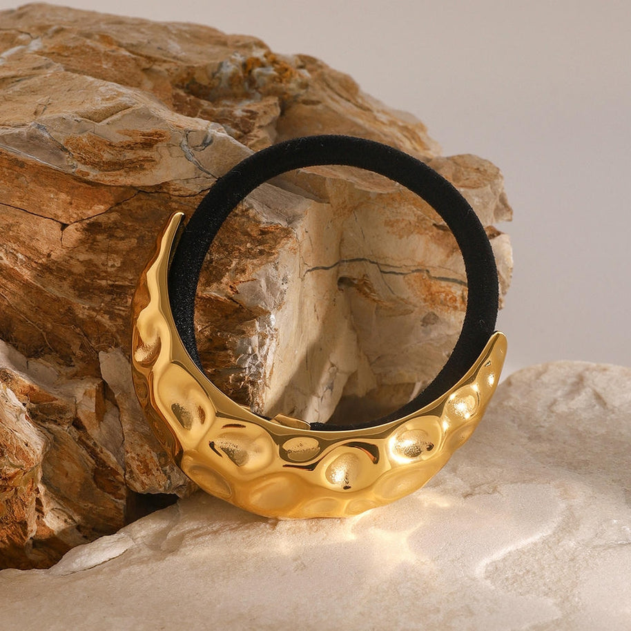 18K Gold C Shape Hair Tie Ponytail Holder JXH2408010
