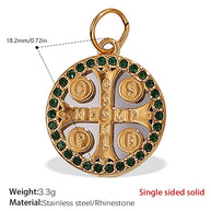 French Retro Starfish Round Necklace Pendant Rhinestones