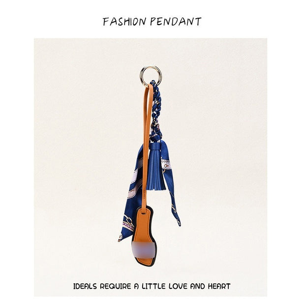 H-Style Slipper Keychain | Leather Tassel Ribbon Bag Charm