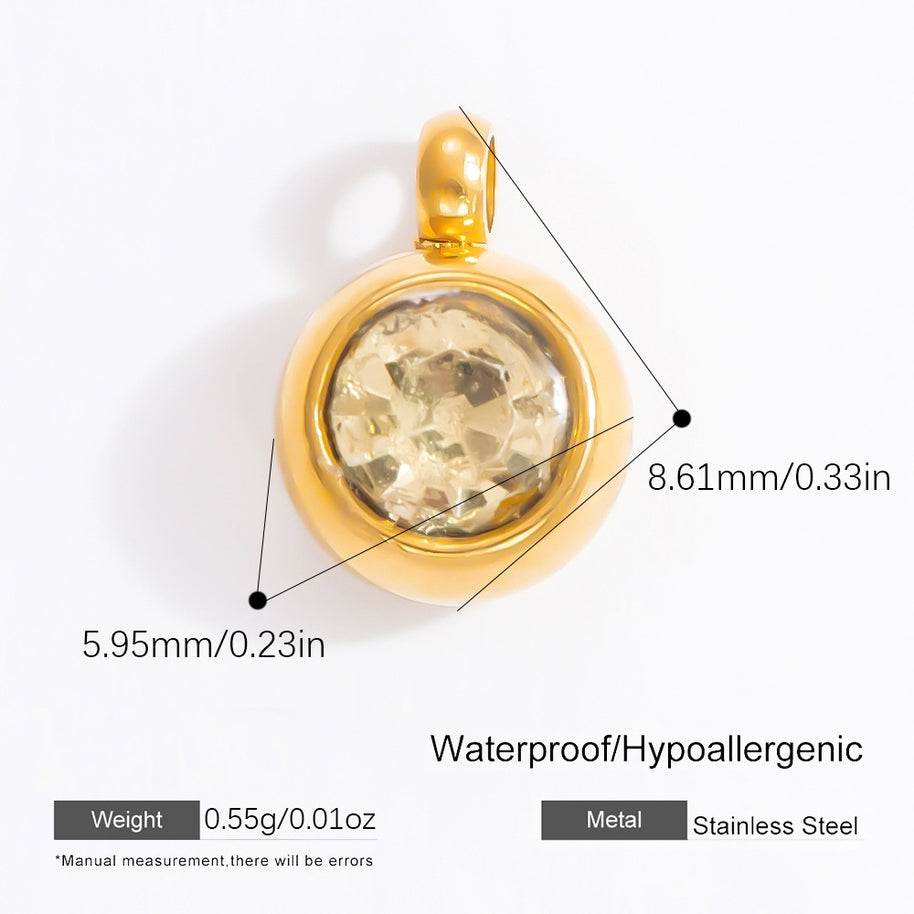6mm Birthstone Single Pendant Steel Necklace Charm JXPJ91627A