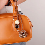 Two-Tone Leather Keychain | Braided Ball Charm for Bag & Car