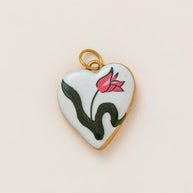 DIY Flower Grass Pendant Heart Print Colorful Charm JX252601S